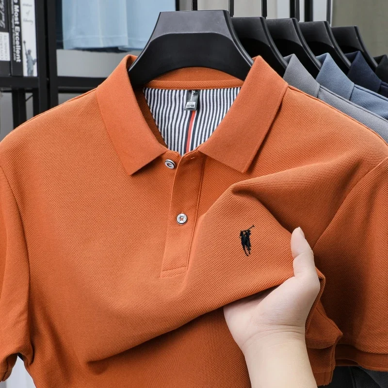 100% Reine Baumwolle Kurzarm-Poloshirt Hochwertige Luxusmarke Mode Paul Pony Stickerei Golf Herren Business Casual T-Shirt