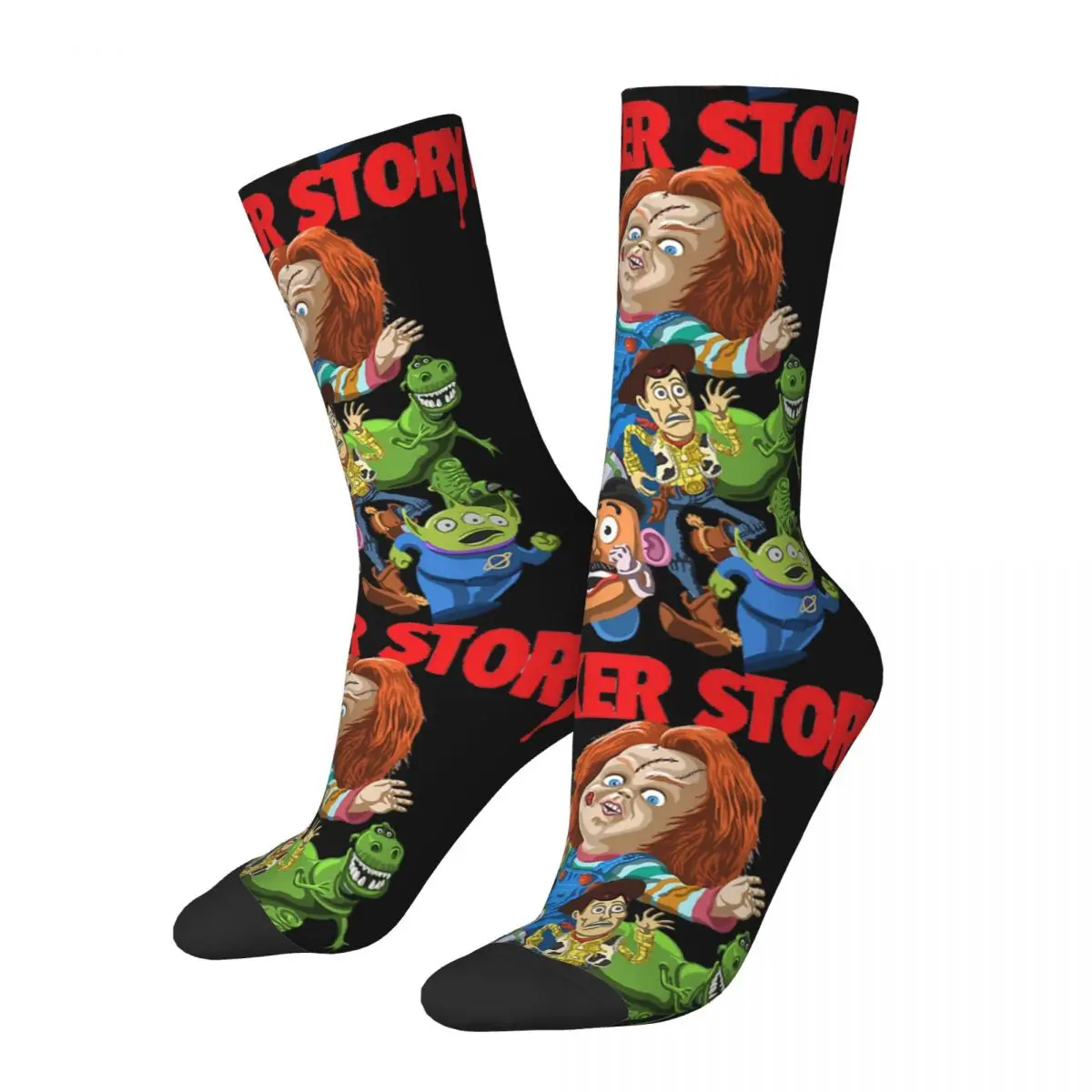 

Funny Happy Men's Compression Socks Darker Vintage Harajuku Chucky Old Fashioned Doll Hip Hop Novelty Pattern Crew Crazy Sock