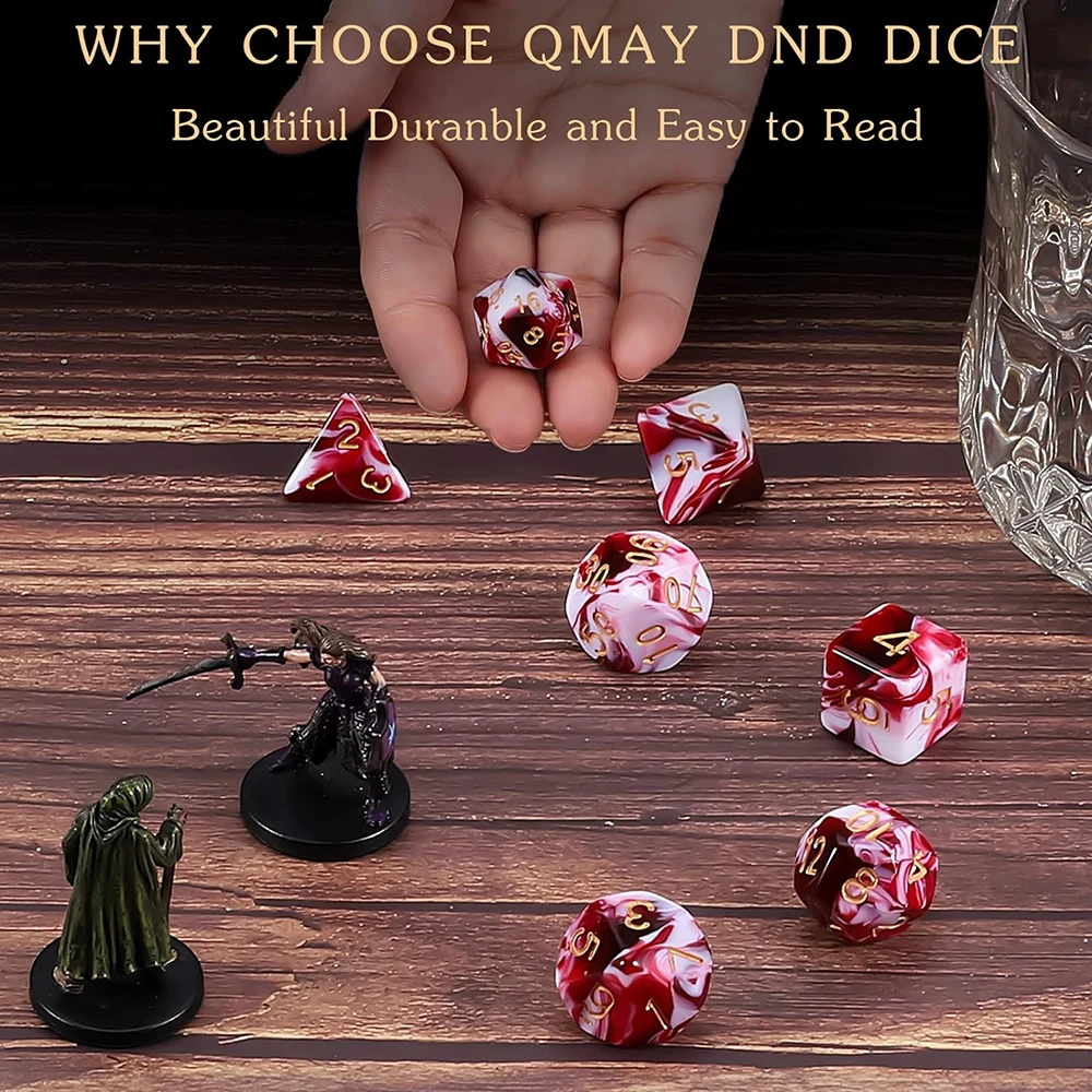 Dnd Acrylic Solid Dice Rounded Edg Polyhedral Dice D+D Dice Set For Dungeon and Dragon Pathfinder Role Playing Game(RPG)MTG Game