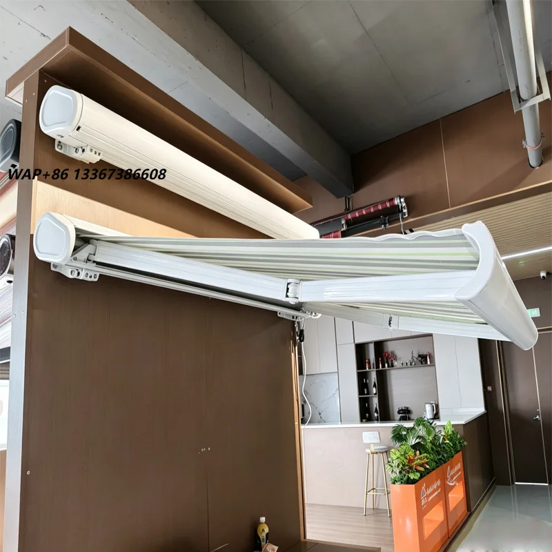 AiKeLi Smart Motorized Retractable Awning, Waterproof UV Resistant Aluminum Full Cassette Patio Awning for Backyard Garden