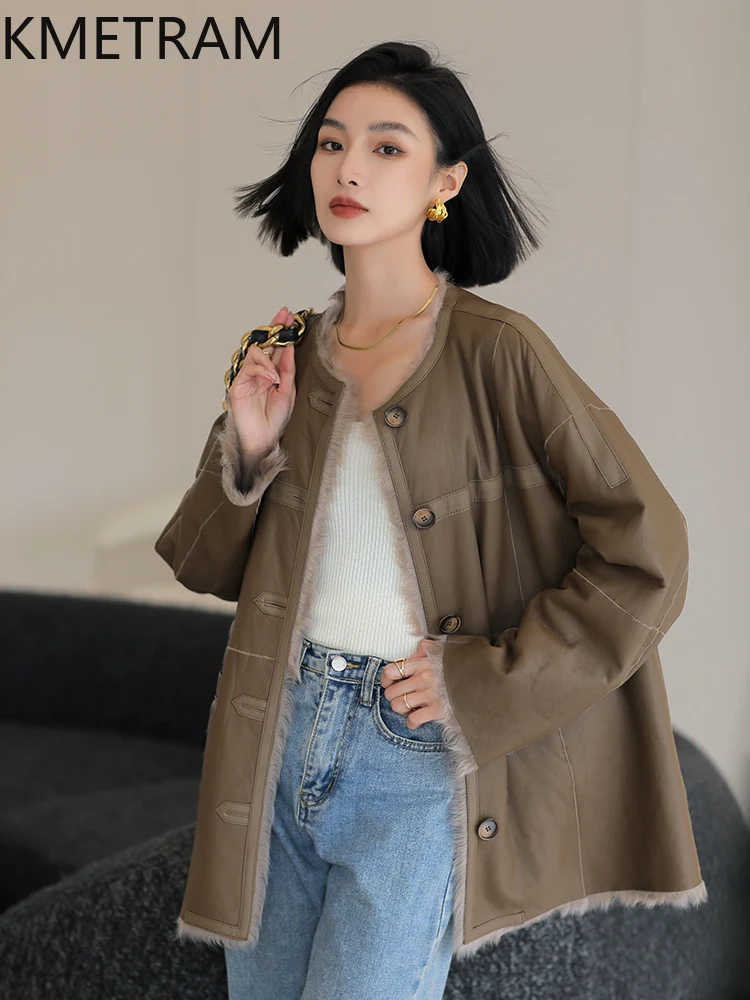 Naturalna kurtka z owczej wełny Xiaohu, dwustronna, luksusowa, z prawdziwego futra, zimowa odzież damska 2025 шуба