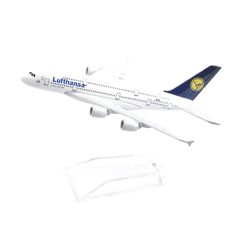 16cm Plane Airplane Model Lufthansa Airbus 380 Aircraft Model Diecast Metal Plane Airplanes Model 1:400 Plane Toy Gift