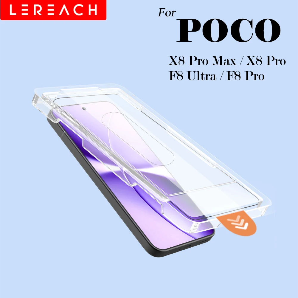Lereach for POCO X8 Pro Max F8 Ultra F8 Pro Dust-Free Chamber Tempered Glass Screen Protector Auto-Adhesion