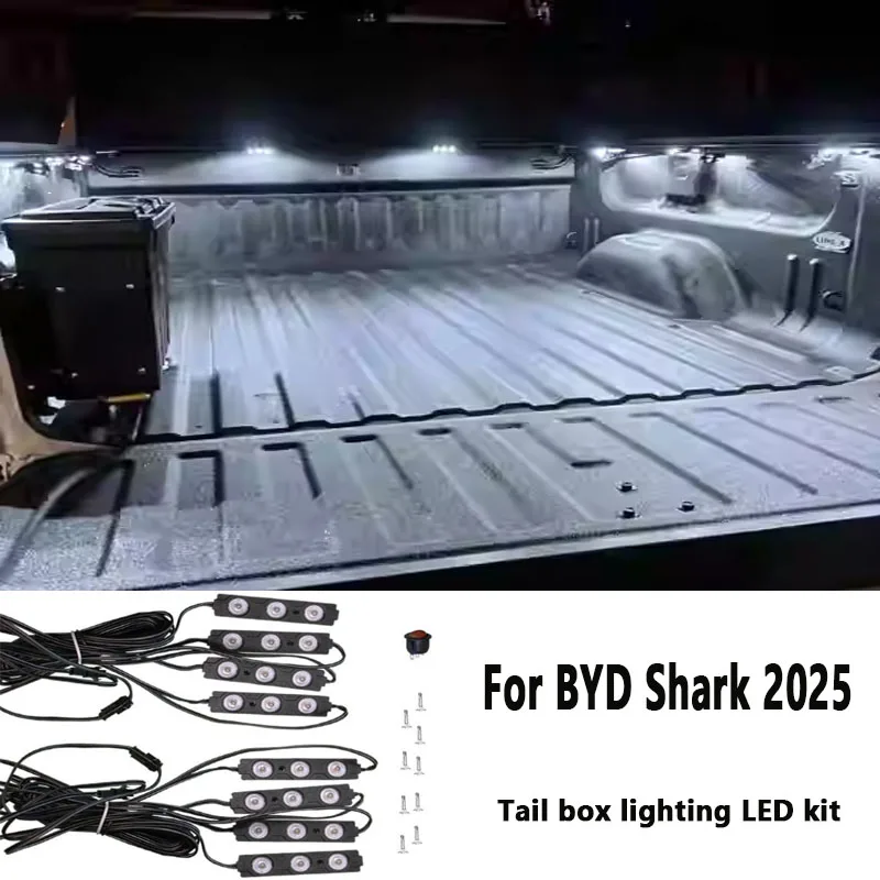 For BYD Shark 2025 Tail Box Lighting LED Kit With Switch Tub White Light Car Modification Accessories