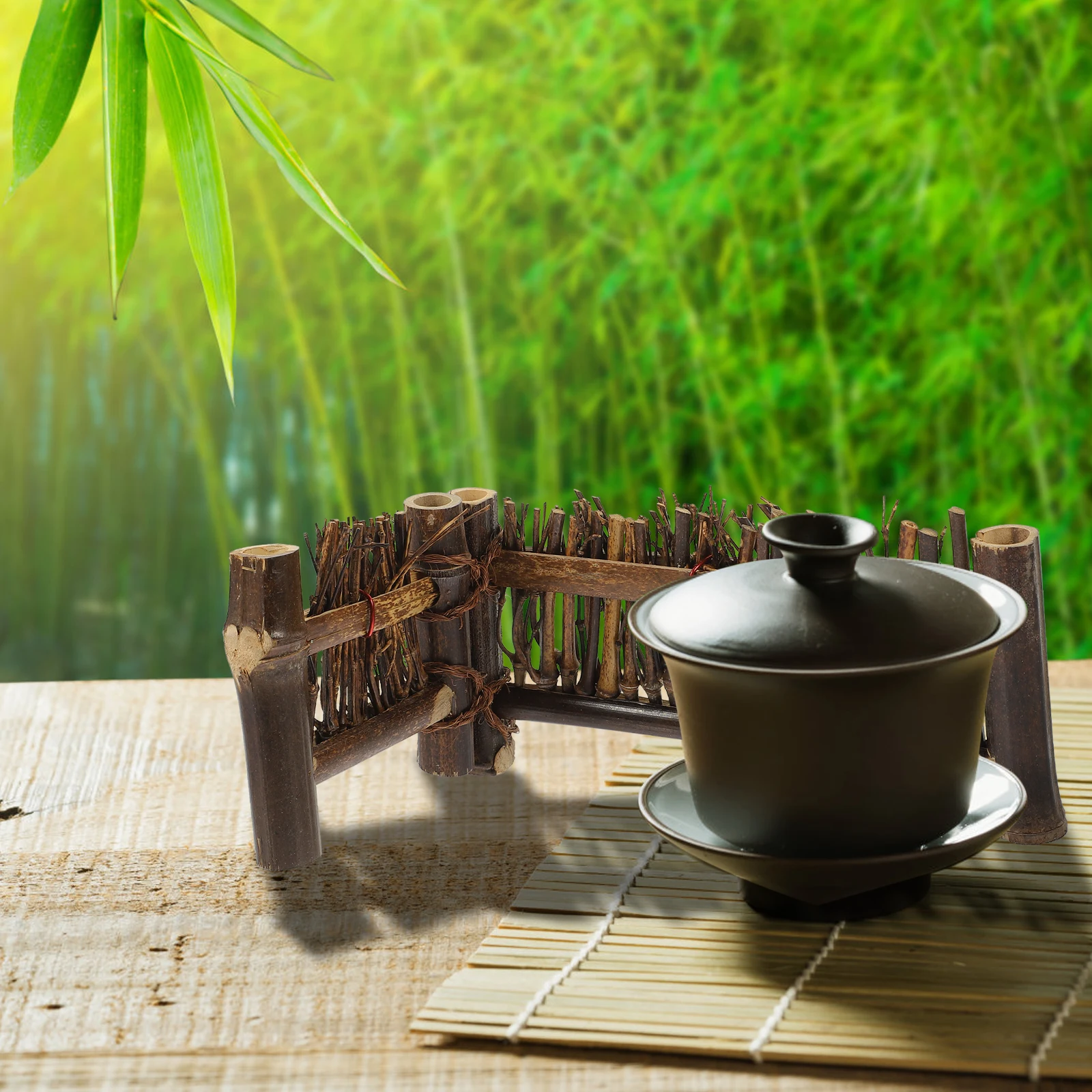 

Mini Bamboo Fence Ornament Micro Landscape Decor Handmade Garden Fence Bonsai Decoration Desktop Adornment