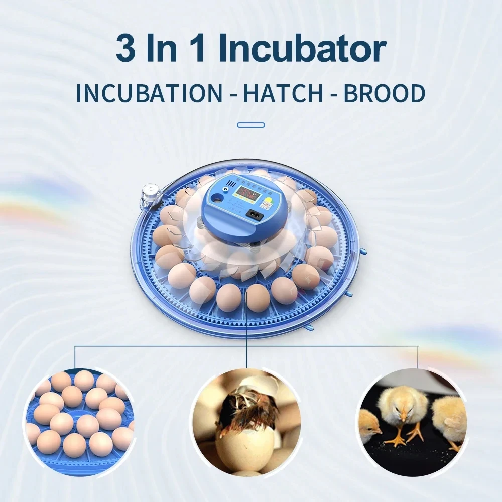 8/33 Eggs Incubator Automatic Turning Incubator With Automatic Water Replenishment Temperature Control for Bird Chicken Quail