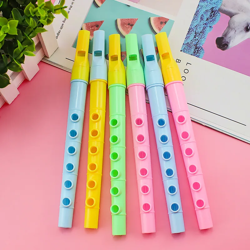 100pcs 6 Hole Recorder, 21cm Large Size Plastic Flute for Kids Students Wind Instrument Long Flute random color