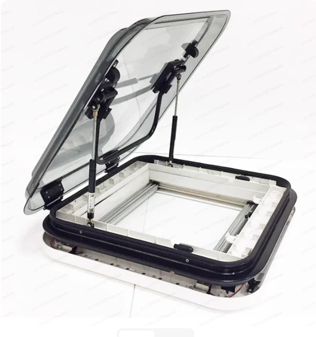 RV Skylight 500x500mm – Double Acrylic Roof Window with 12V LED Light, Awning Screen & Blind for Caravan Motorhome