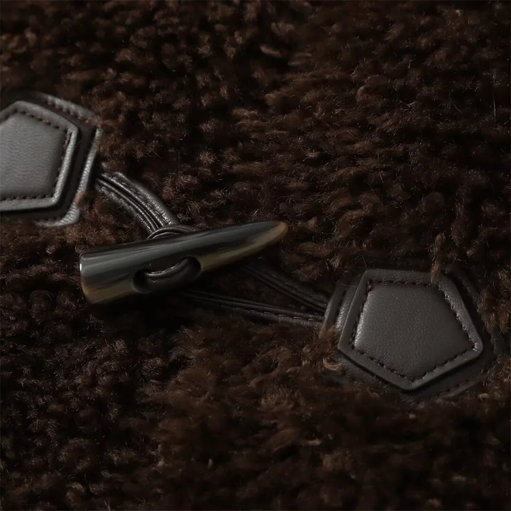 New women's clothing European and American wind rope buckle fur effect short coat jacket