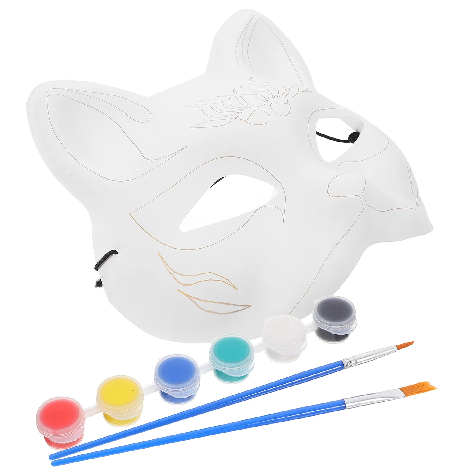 

1 set Diy Mask Kit Blank Fox Cat Mask For Halloween Masquerade Party Craft Animal Paintable Unfinished Cosplay Accessories