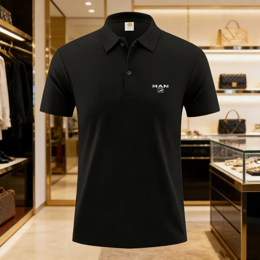Men's Business Casual Short Sleeved Polo Shirt Solid Color Fashion Breathable Comfortable Multi Functional Business Top