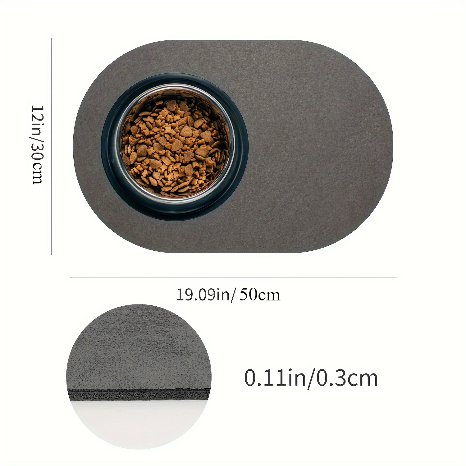 1pc Solid Color Oval Pet Mat Absorbent Food Pad Non-Slip Quick-dry Water Fountain Rug For Pet Dog Cat Home Room Supplies