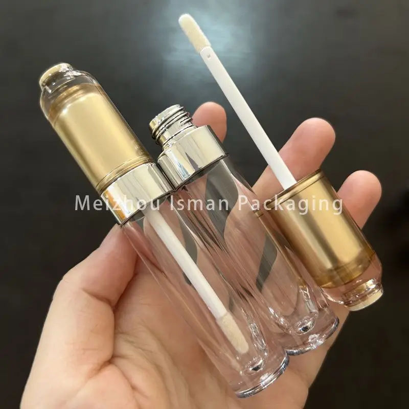 

50Pcs Luxury 5ml gold clear empty liquid lipstick lipgloss tube refillable lip gloss bottle cosmetic containers with applicator