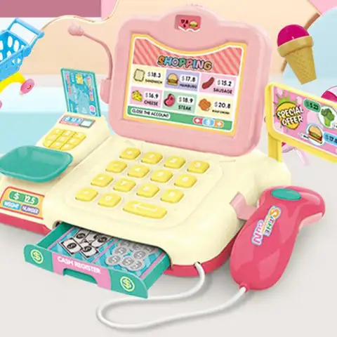 금전 등록기 척 척 놀이 계산기 금전 등록기 장난감 어린이 소녀 식료품 점 Playset 조명과 소리 Best5