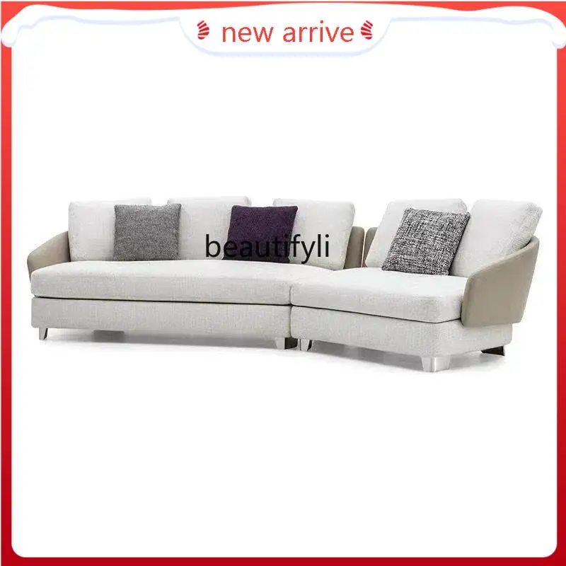 

S132 Italian minimalist light luxury semi-curved sofa, combined sofa, cotton and linen sofa