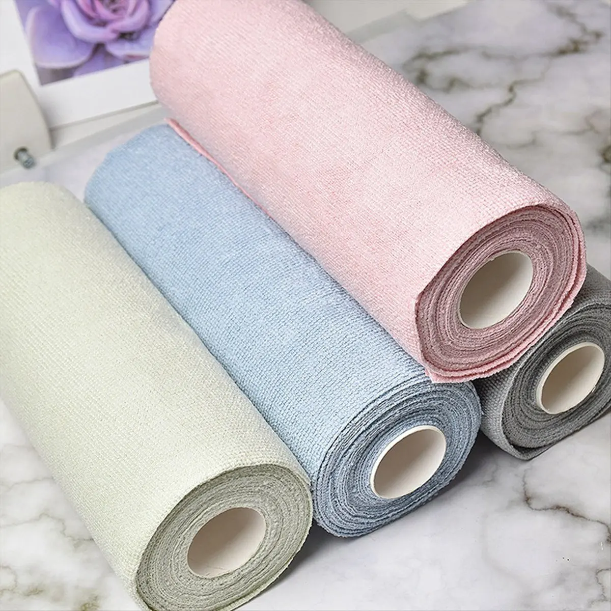 FOR HOME Reusable Cleaning Wipe Household ,Microfiber Towel Rolls Dish Rags Wash Paper Towel Replacement,Pink