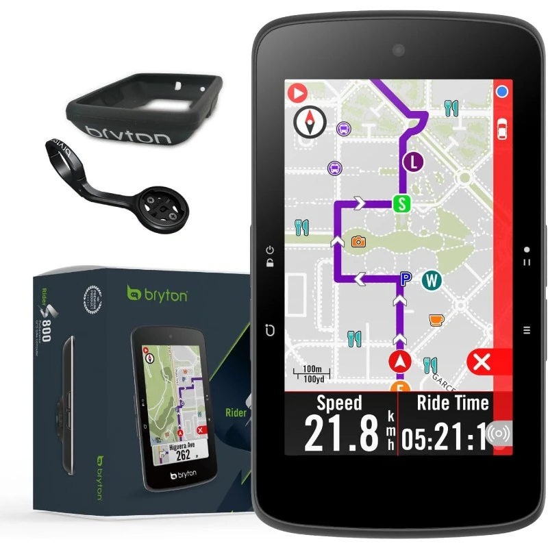 3.4 Inch Color LCD Touchscreen GPS Bike/Cycling Computer Offline USA Map, Compatible with Bike Radar