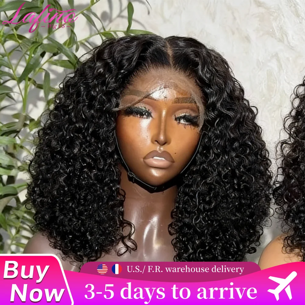 

Парик Lafino Brazilian Curly Short Bob 13x6 Deep Wave HD Lace Frontal, 220% плотность, глубокая волна, 4x4, без клея, из натуральных волос, для женщин