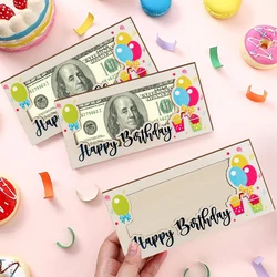 1PC Wooden Money Holder For Cash Gifts Unique Personalized Gift Money Holder Happy Birthday Design With Balloons for Desk Decor
