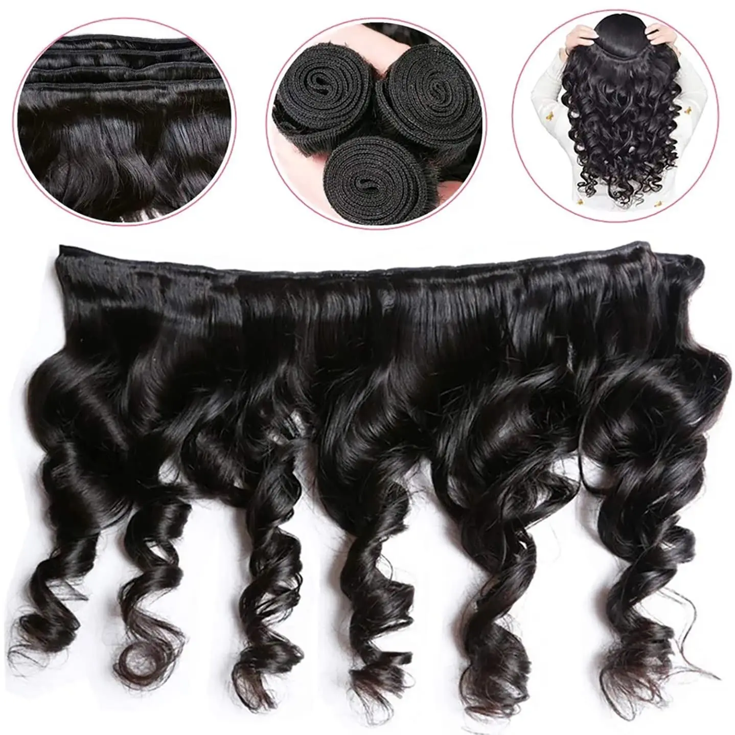 12A Brazilian Loose Wave Hair Bundles 1/3/4 pcs Natural Color 1B 100% Virgin Human Double Weft Hair Weave Wholesale Price