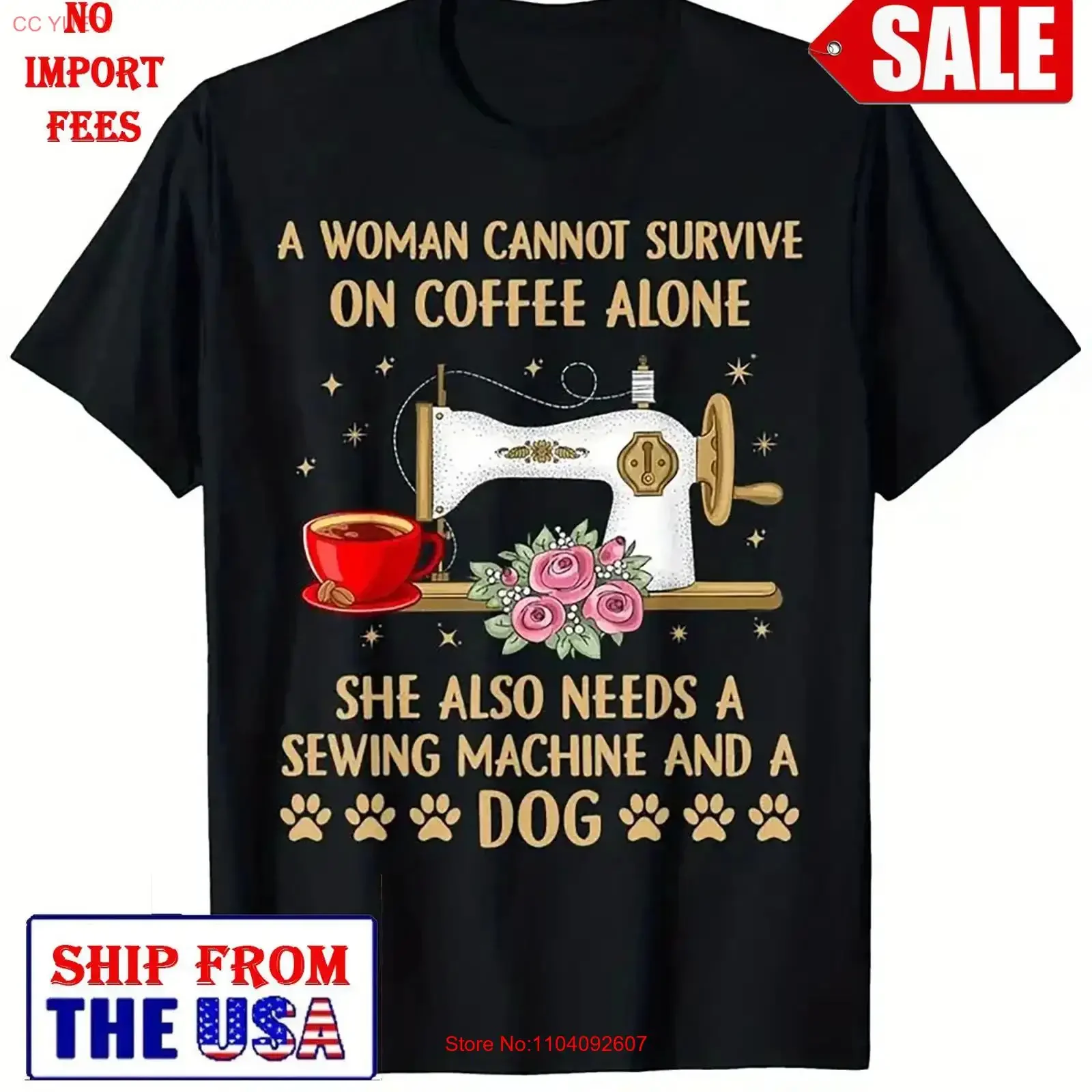 Funny Sewing Dog Coffee Lover Machine Quilting Quilt T Shirt vintage Washed Stylish Stretched homme Comfortable