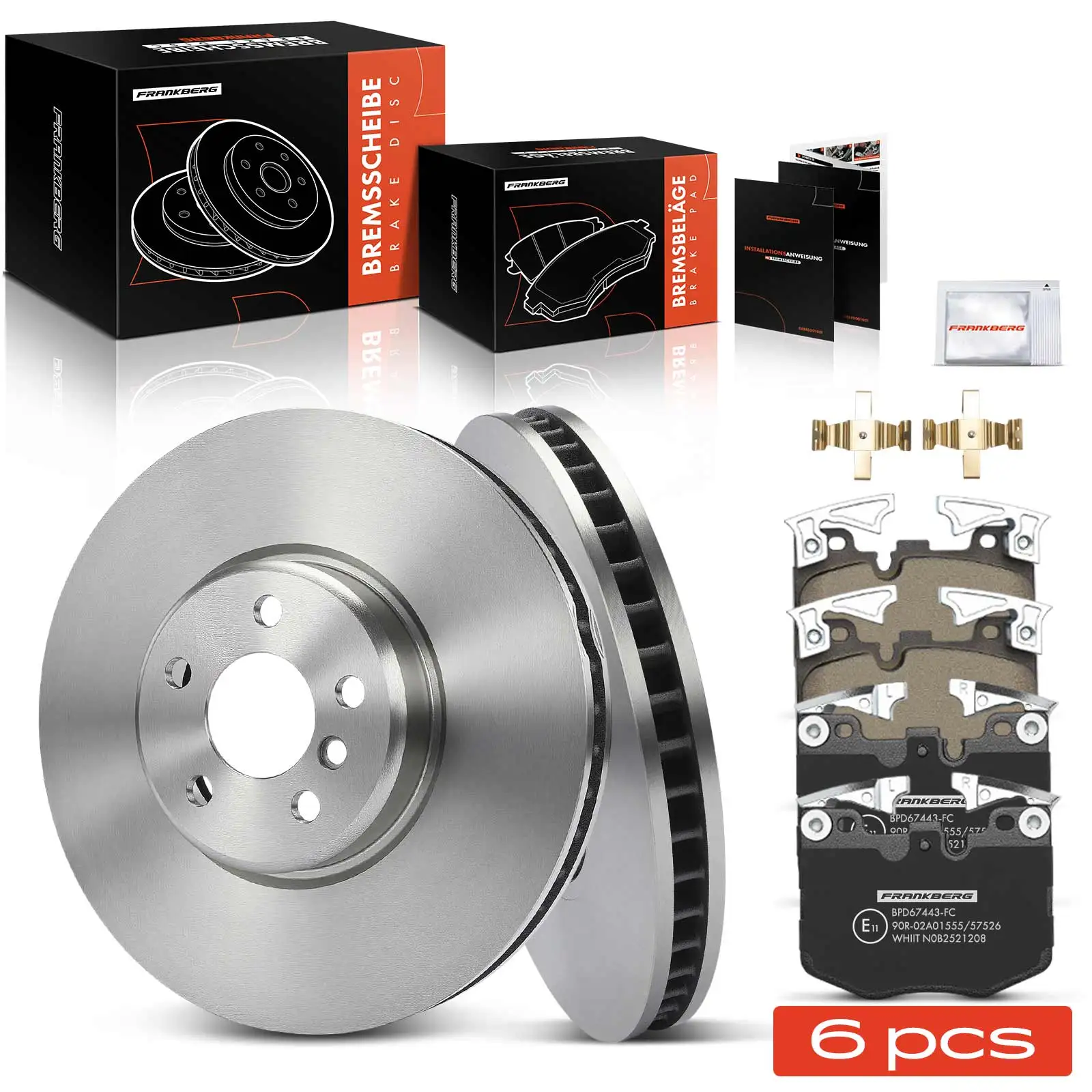 Frankberg 2x Disques de frein + 4x Plaquettes de frein Essieu avant Gauche Droit pour BMW Série 3 G20 5er G30 G31 7ER X3 34106880076 34107915322
