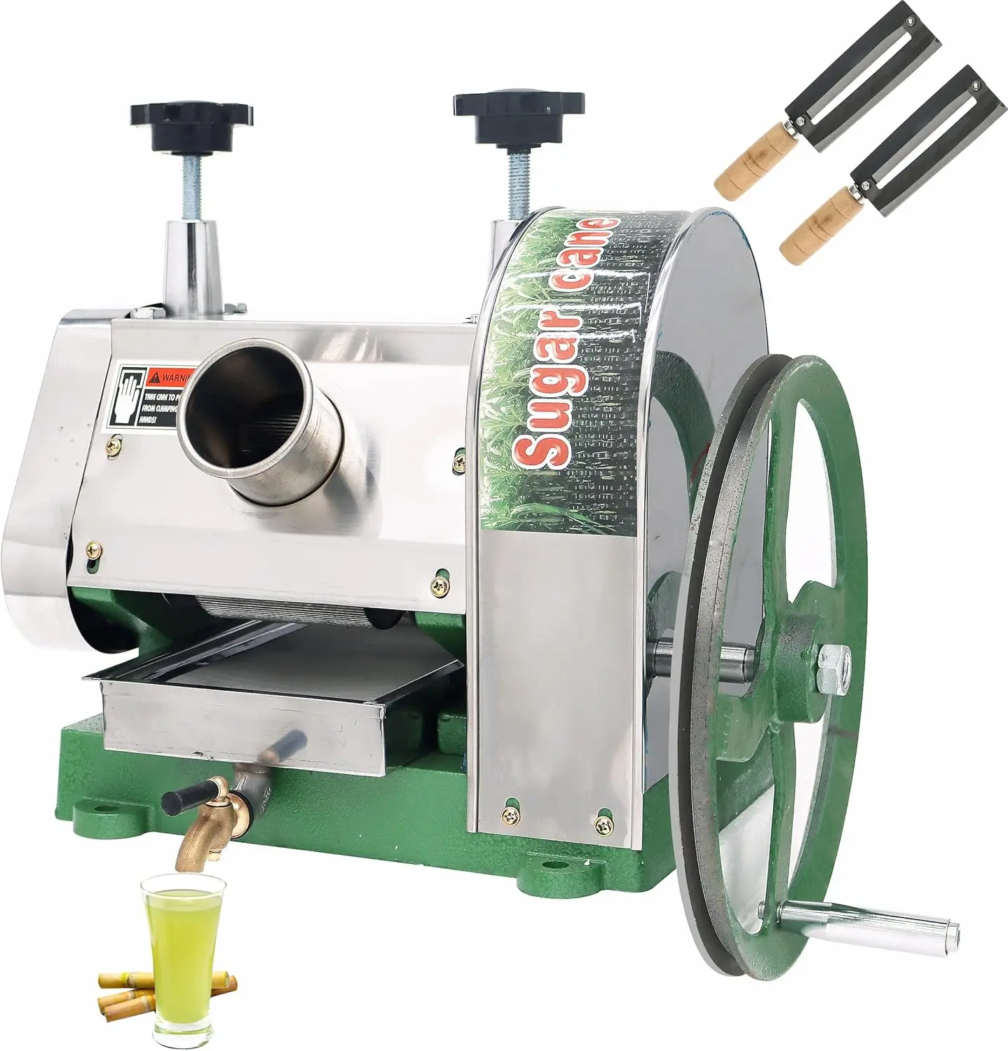 Manual Sugar Cane Juicer Commercial Sugarcane Press Extractor Crusher Squeezer Stainless Steel Sugar Cane Press with Peeling Kni