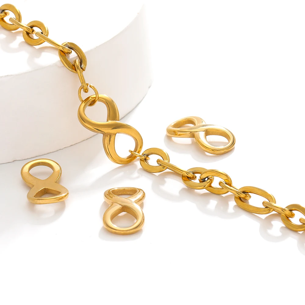 سحر رمز اللانهاية الذهبي من الفولاذ المقاوم للصدأ لصنع المجوهرات ، المعلقات التي تصنعها بنفسك ، نتائج الأقراط ، إكسسوارات القلائد ، الحظ 8 ، 10 #2