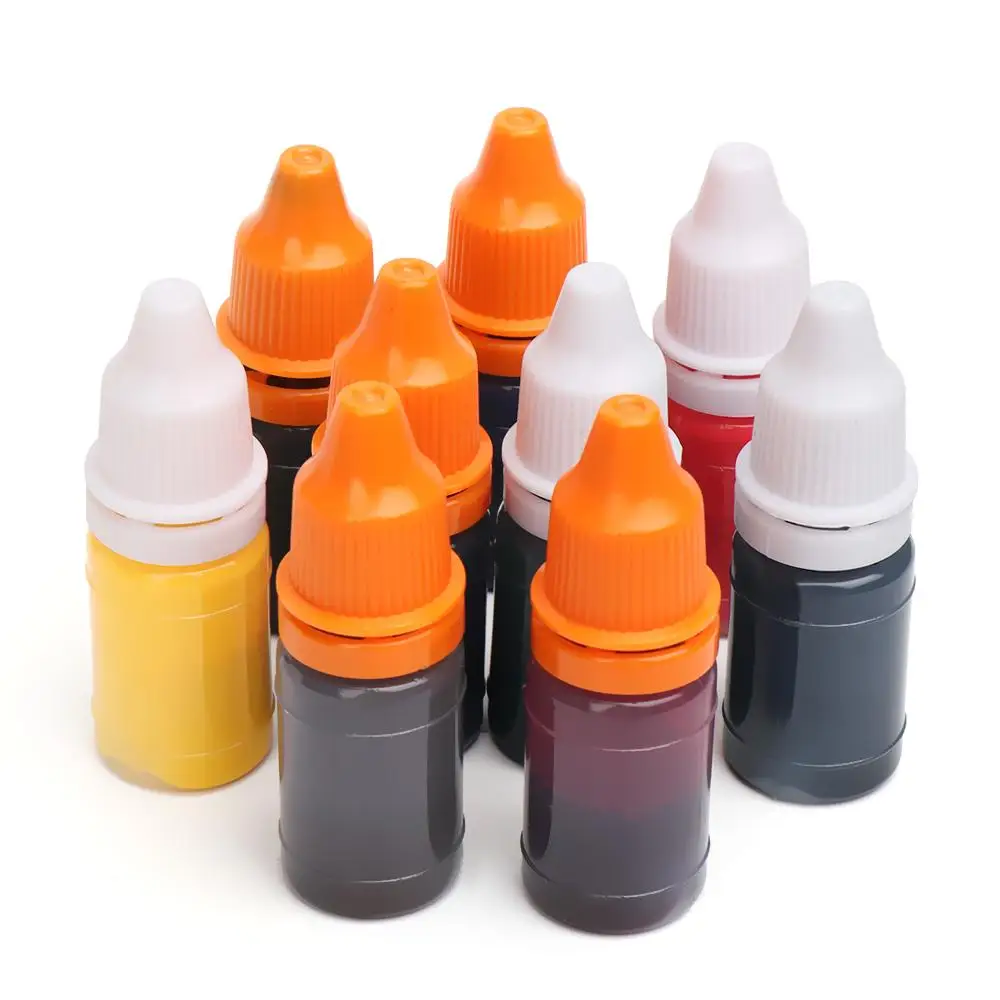 2Pcs 9 Color Inking Photosensitive Seal Stamp Oil 8ml Flash Refill Ink for Wood Paper Wedding Scrapbooking Make Seal