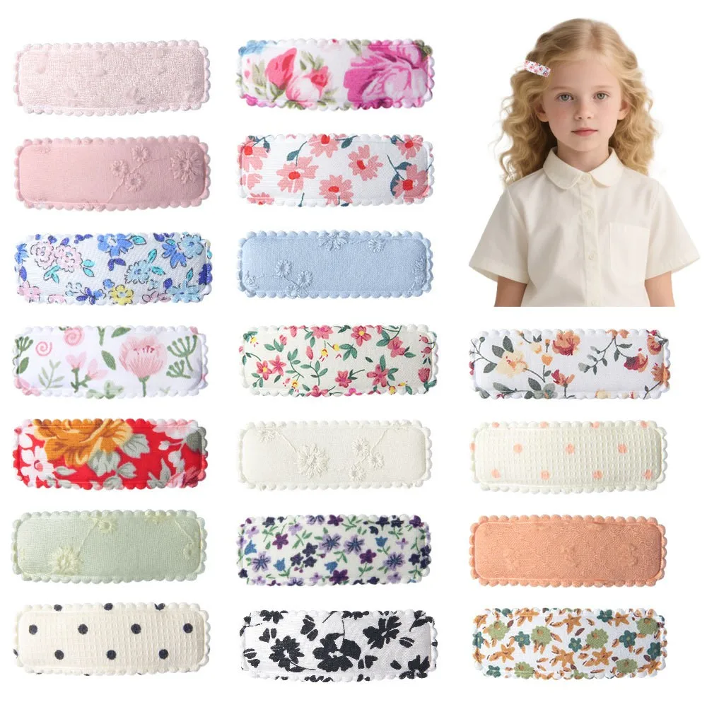 

200pc Baby Floral Prints Hair Clips 2" Square Shape Snap Hair Clamp Pins BB Barrettes for Women Girls Kids Bulk Pack