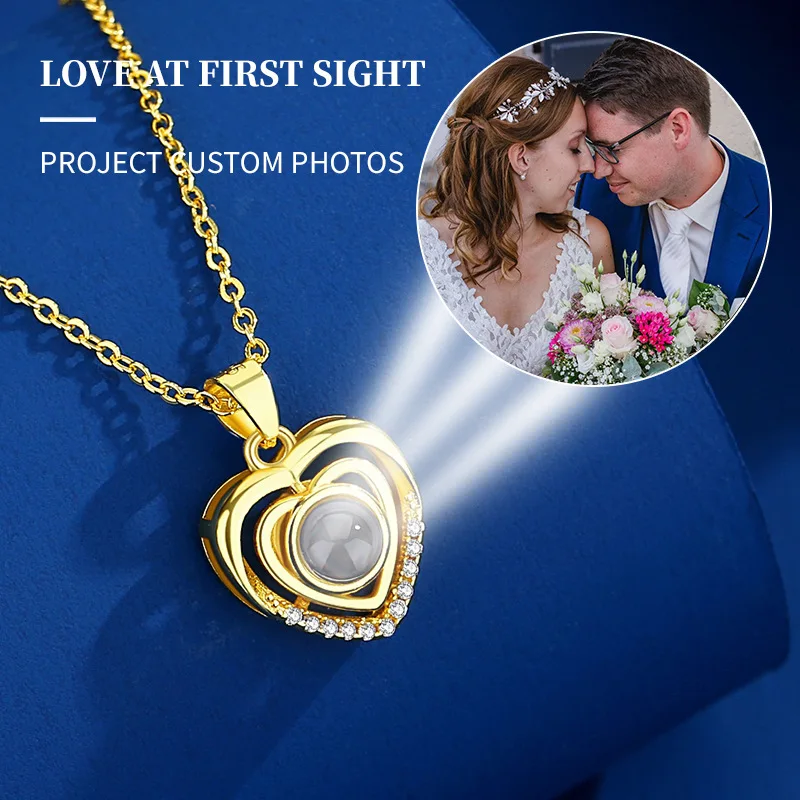 

Original new Picture Custom Personality Male And Female Projection Necklace 100 Languages Love Memory FashNn Collarbone Chain