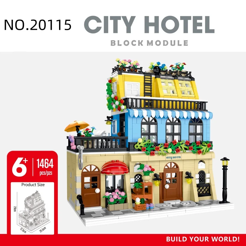 

1464PCS City Street View Modular Building Block Kits Hotel Building Toys Architecture Building Set Gifts For Kids Adults