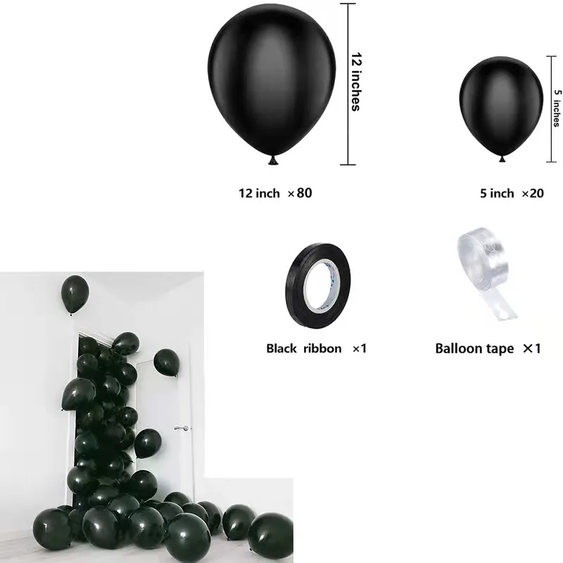 Black Latex Pearlescent Latex Balloon, Wedding Room Decoration, Birthday Party, Baby Shower, Adult