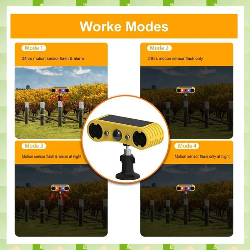 2025 إنذار مستشعر الحركة الشمسية ، ضوء تحذير خارجي ، 13 صوتًا نظام تنبيه أمني مبيد الحيوانات لحظيرة ساحة المزرعة ، الطاقة الشمسية M