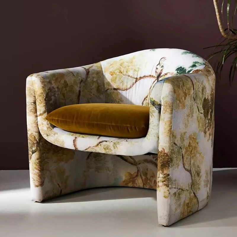 Luxury chair Interior furniture U-shaped curved seat Plush cushion component Velvet upholstered chair