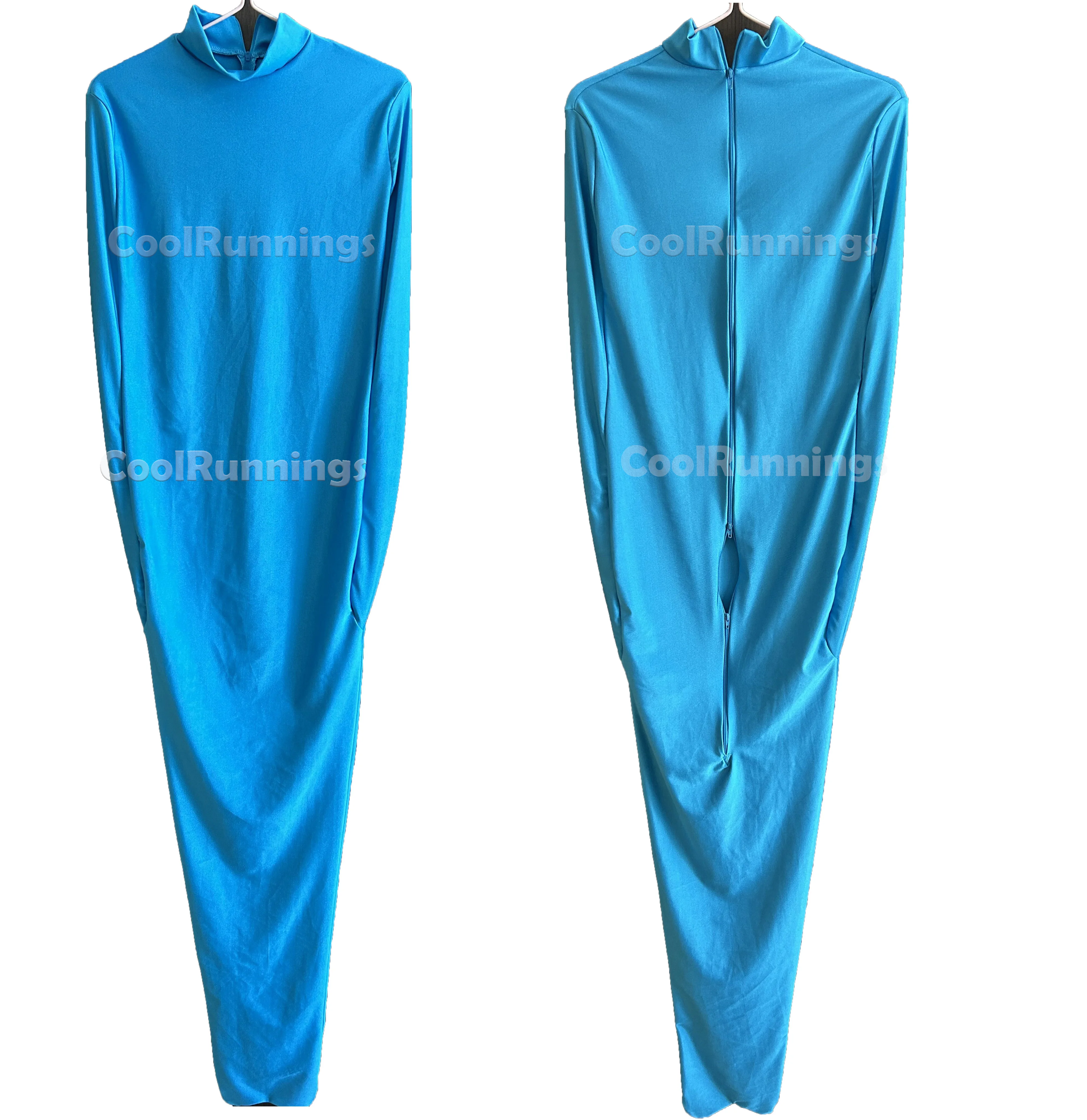 Headless/No Head Mummy Unisex Cosplay Stage Spandex Zentai Körperschlafsack mit internen Ärmeln – Frontreißverschluss