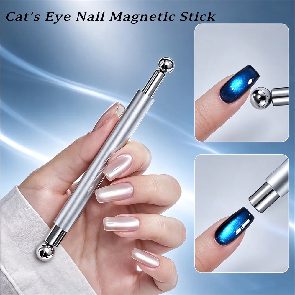 1Pcs Round Steel Magnetic Ball Double-Headed Thickened Cat-Eye Magnetic Stick Cylindrical French Magnet Pen Cat Eye Magnet Tool