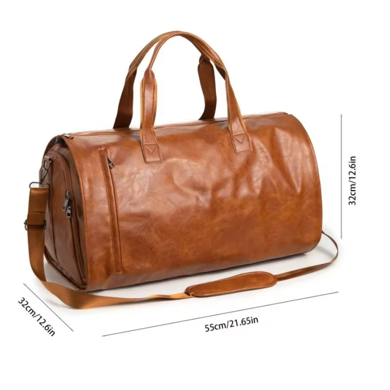 2025 New Convertible Travel Handbag PU Clothing Luggage Bag Men's and Women's Business Luggage Multi functional Overnight Bag