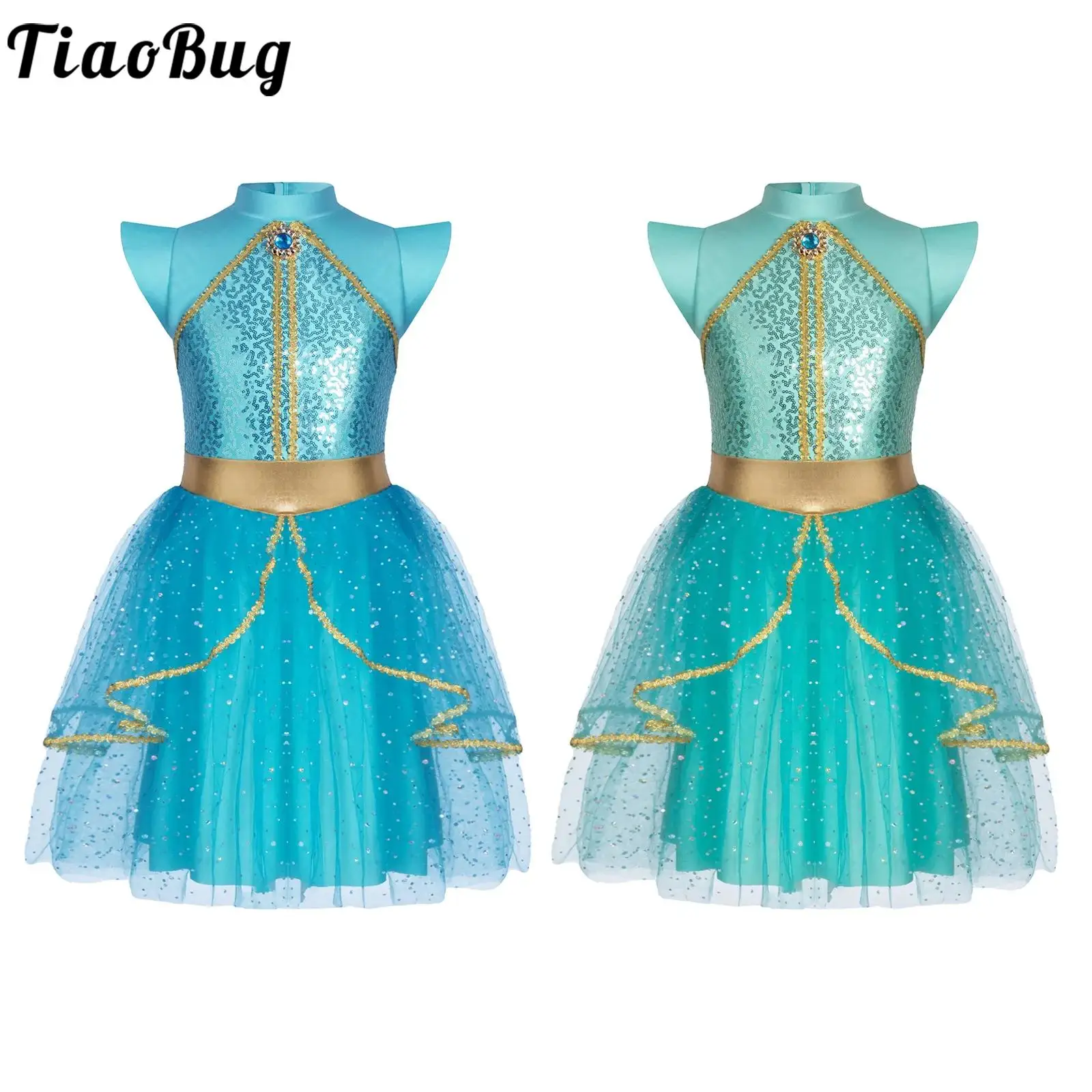 

Girls Arabian Princess Dress Birthday Party Christmas Indian Dance Performance Halloween Cosplay Costume Shiny Tulle Tutu Dress