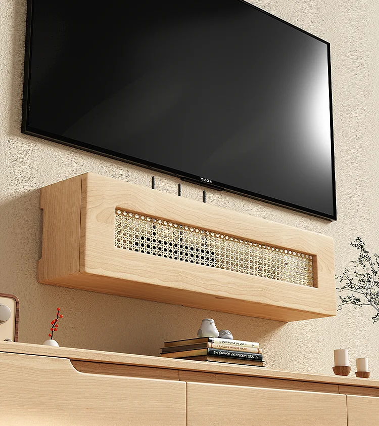 

Antique Rattan WiFi Wireless Router Storage Box Wall-Mounted Storage Rack