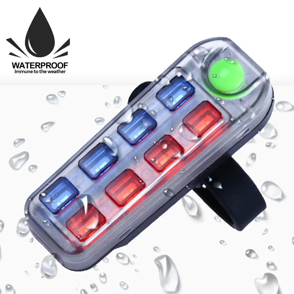 Outdoor MTB Cycling Taillight Waterproof 8LED Bicycle Rechargeable Tail Light Safety Warning Red Blue Light Bike Rear Lights