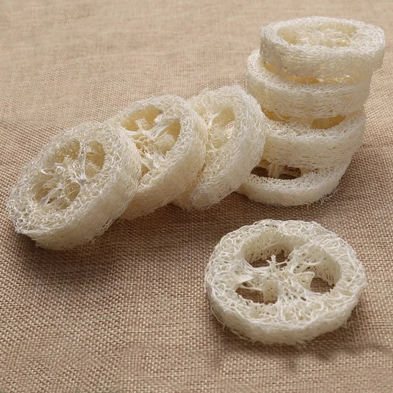 

150Pcs Natural Loofah Luffa Loofa Slices Handmade Loofah Soap Box Tray Tools Cleaner Sponge Facial Soap Holder