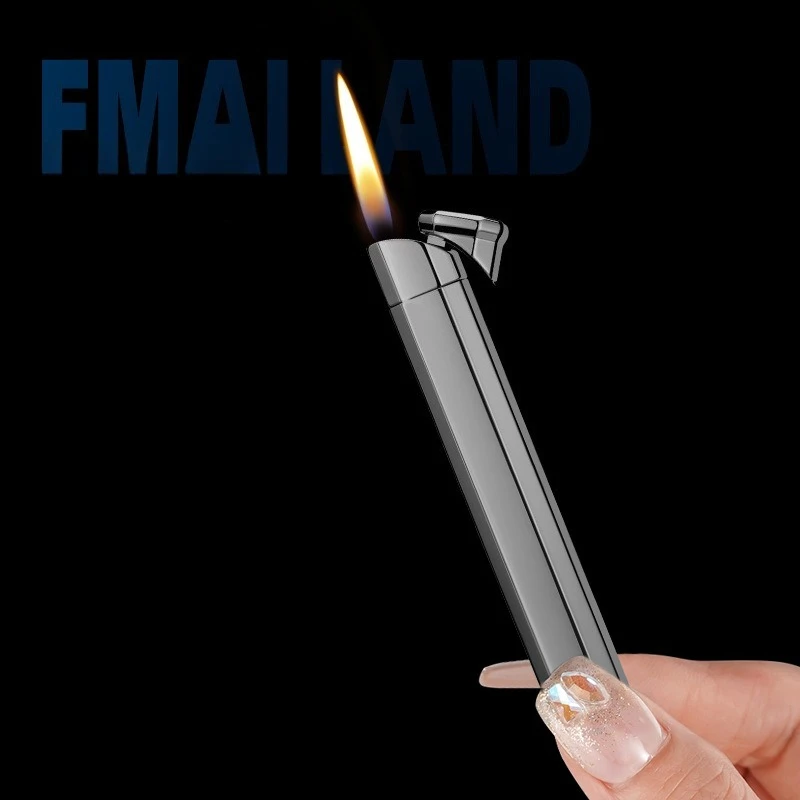 High-Profile Square Column Cube Cigaratte Lighter Inflatable Open Flame Butane Gas Lighter Smoking Accessories Gifts for Men