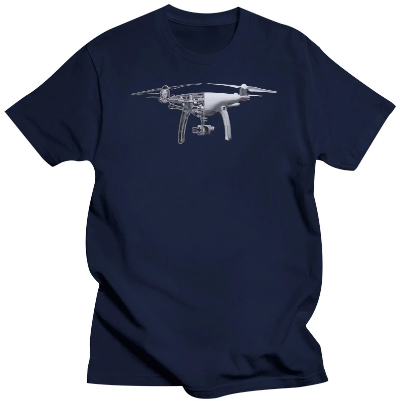 New 2019 Funny Print T Shirt Men Hot Dji T-Shirt, Drone T-Shirt with Technical Drawing, Phantom 4 T Shirt Custom