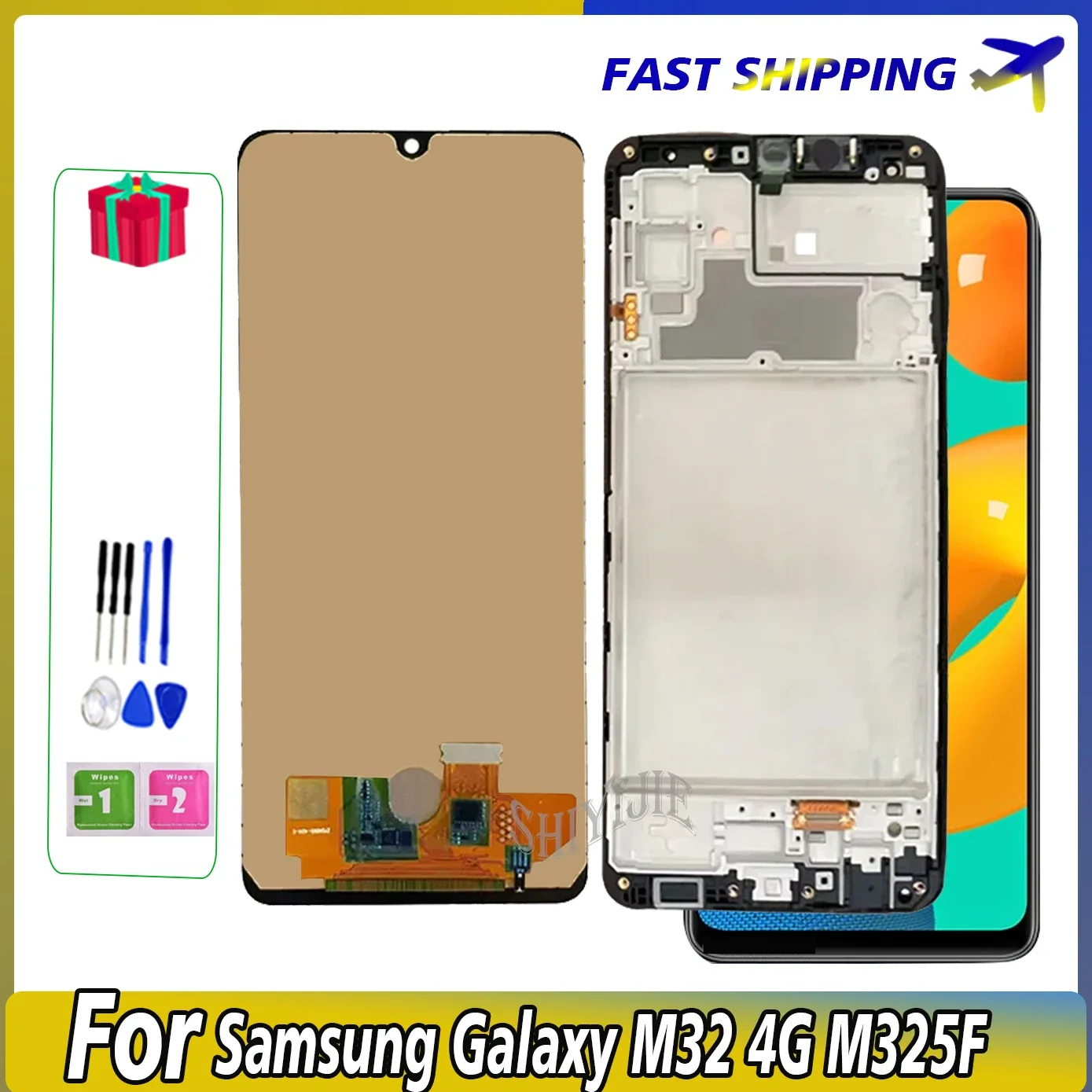 

6.4" Super AMOLED For Samsung Galaxy M32 4G 2021 M325F SM-M325FV LCD Display Touch Screen Digitizer / Frame Panel Assembly