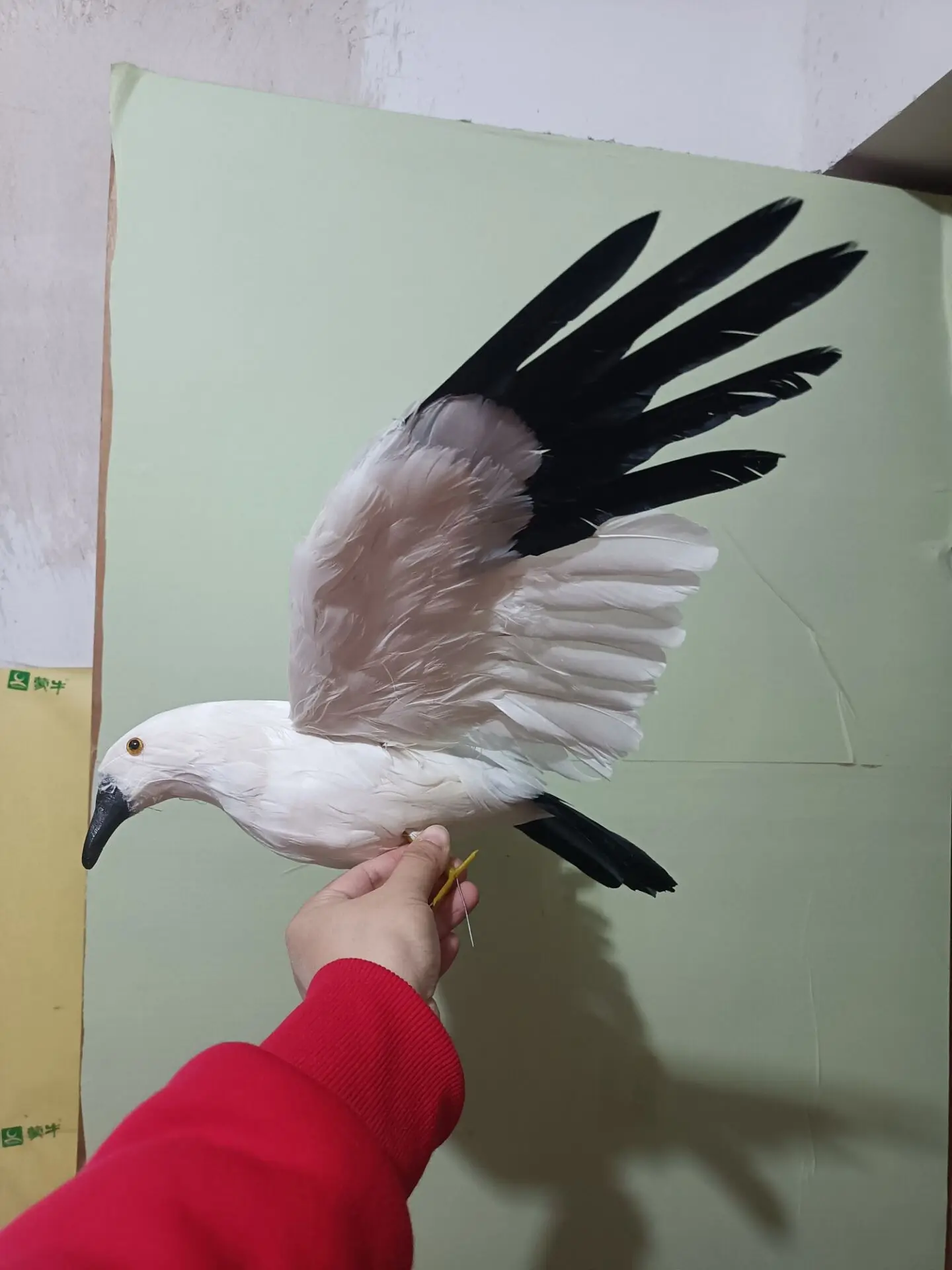 simulation seagull model foam and feather black&white decoration gift about 32x60cm xf2829