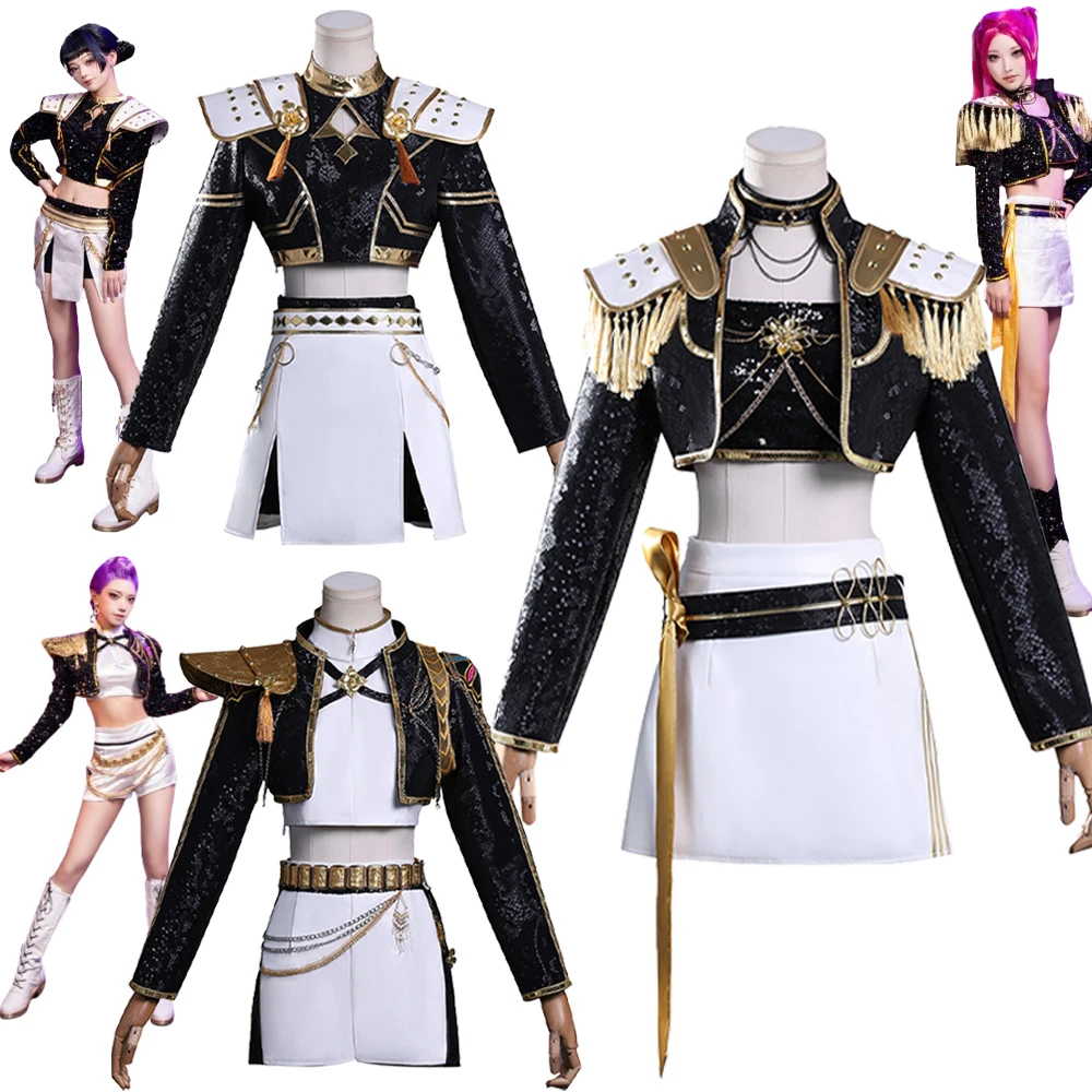 

K-POP Demon Hunter Girl Group Косплей Костюм: Люми, Мира, Зои Черная версия Аниме Наряд для 2D ролевых энтузиастов