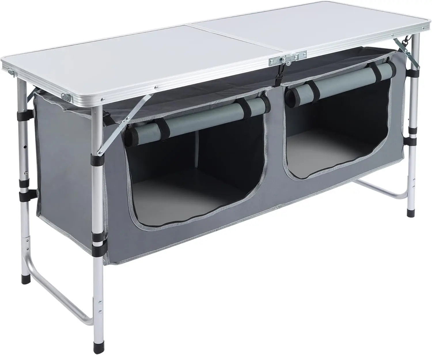 Portable Lightweight Aluminum Foldable Camping Table with Large Storage Pockets-for Outdoor Picnics