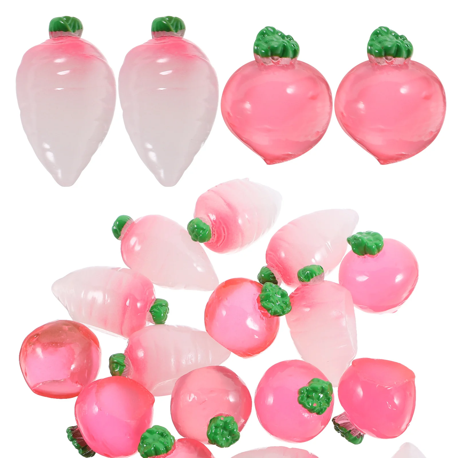 20pcs Night Light Vegetable Mini Resin Garden Decor Glow In Dark Ornament For Home Bonsai Micro Landscape Decoration
