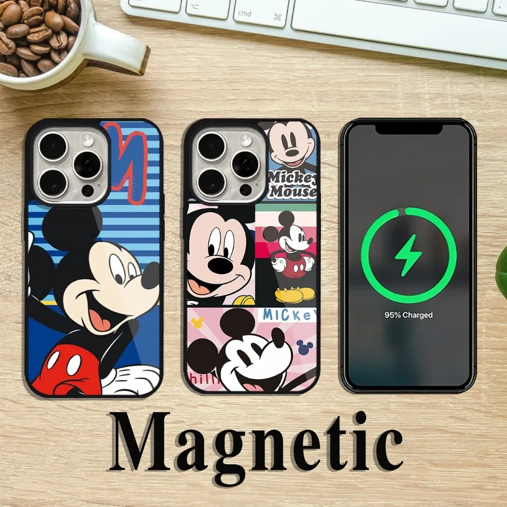 M-Mickey Disney M-Mouse Phone Case For iPhone 11 12 13 14 15 Pro Max Plus Magsafe Magnetic Wireless Charging